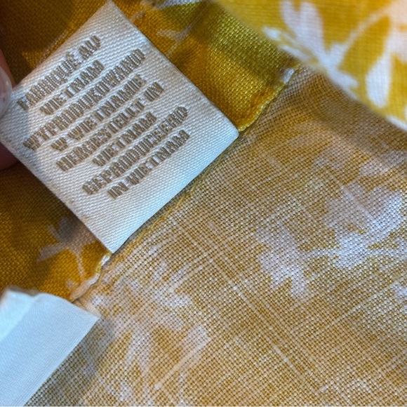 CYNTHIA ROWLEY 100% Linen Sleeveless Collared Midi Yellow Floral Dress‎ Size 8 - Picture 8 of 10